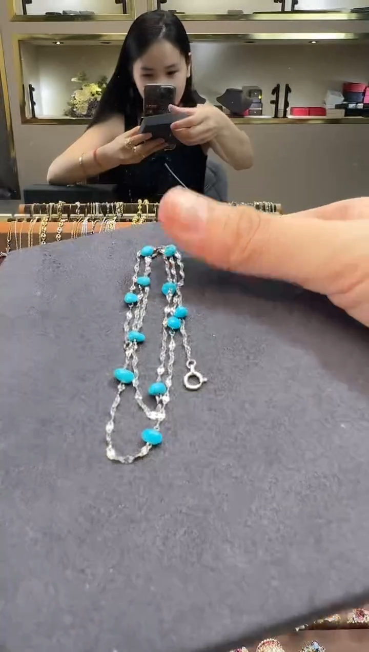 绿松石铂Pt950镶嵌项链项链