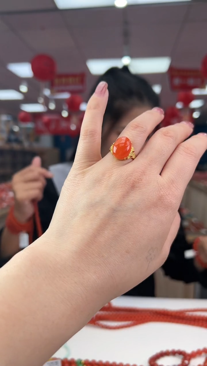 【闪购商品】南红玛瑙戒指银S925镶嵌多样发其一/92198894