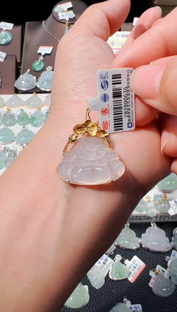 【闪购商品】翡翠吊坠(不含链)18K金镶嵌佛公吊坠636