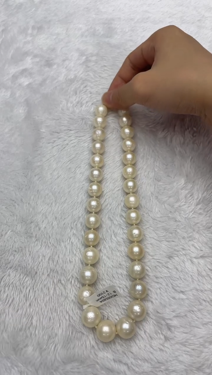 海水珍珠银S925镶嵌项链澳白12-15mm（多样性发一）