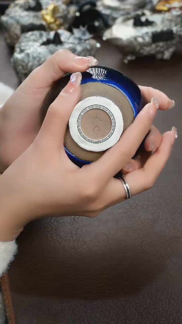 【闪购商品】境秋蓝色建盏主人杯高定