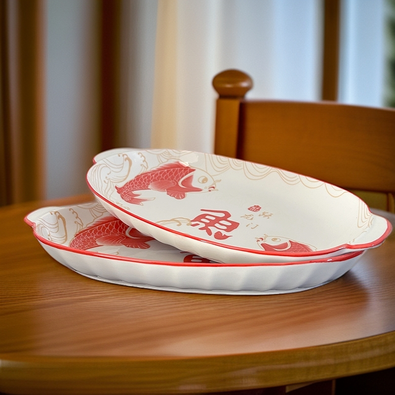 【新品福利】1只32厘米鱼跃龙门鱼盘