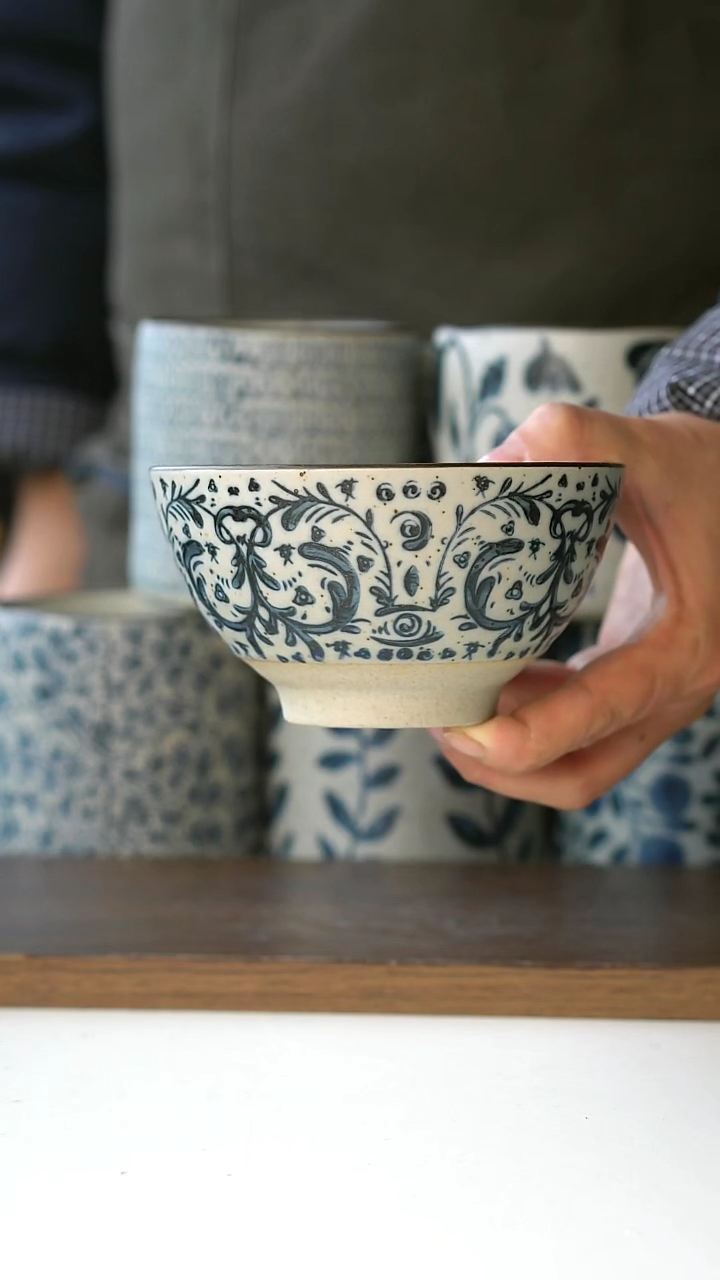 【闪购商品】陶瓷手绘鸢尾米饭碗12cm@4-2@