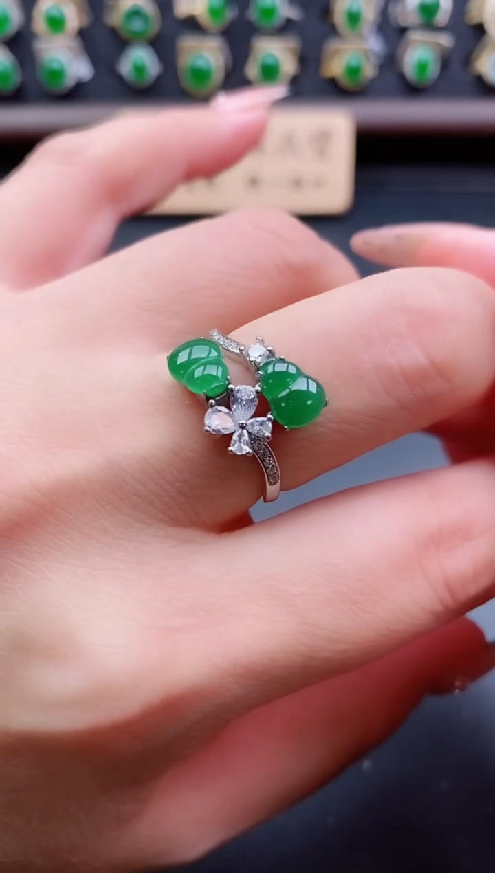 银S925镶嵌戒指翡翠1