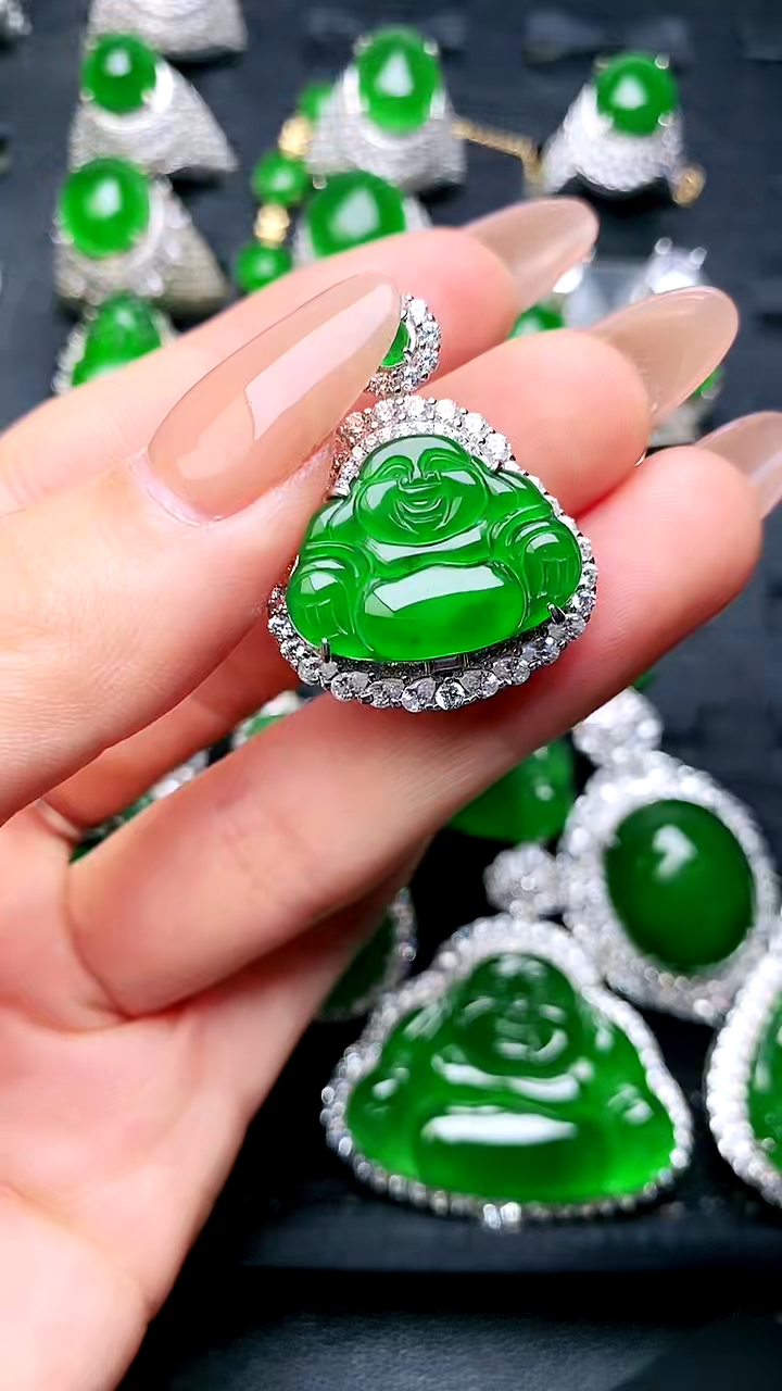 【闪购商品】翡翠吊坠(赠链)银S925镶嵌佛公吊坠