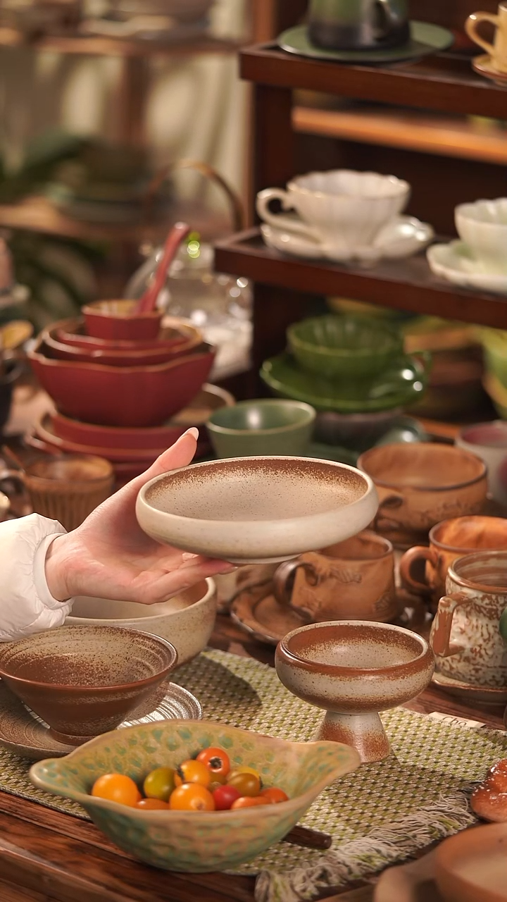 摆件陶景德镇手作餐具@@