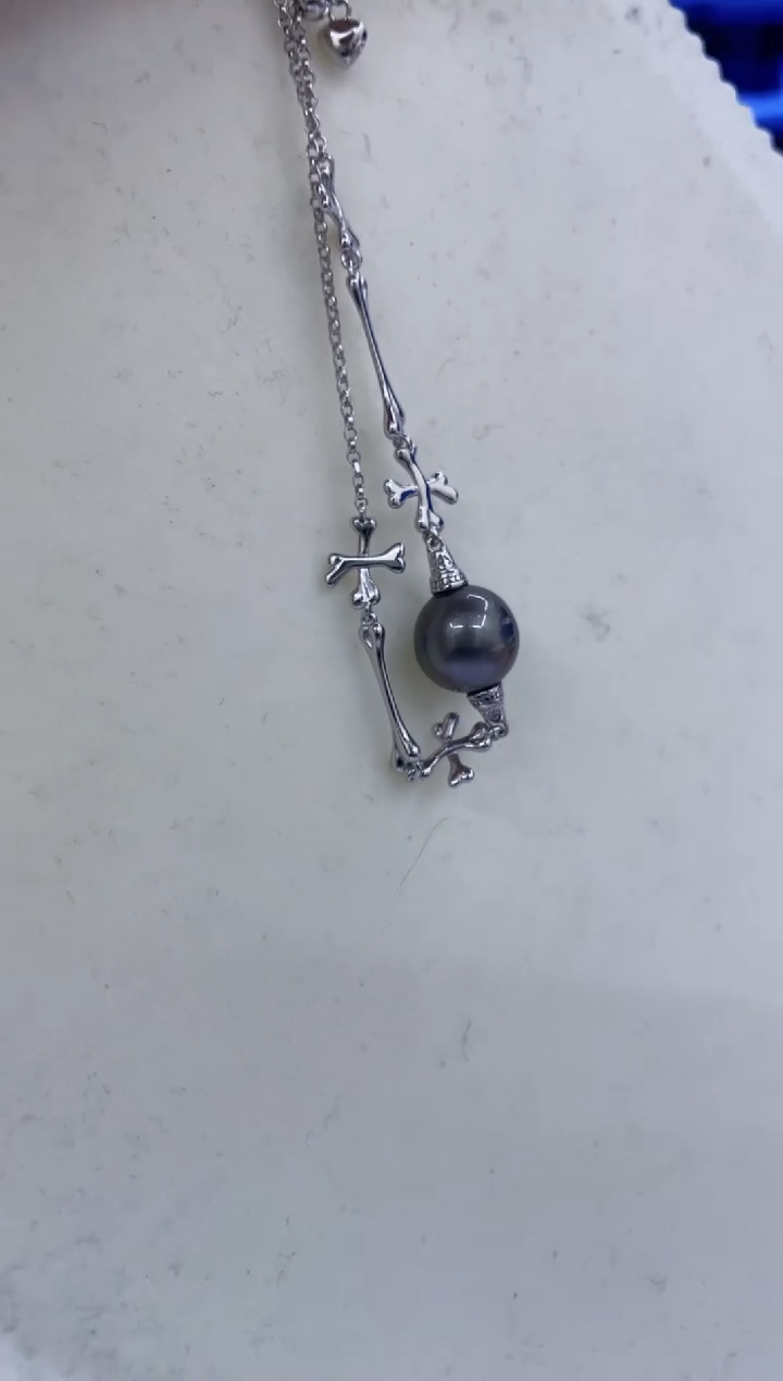 银S925镶嵌手链海水珍珠  