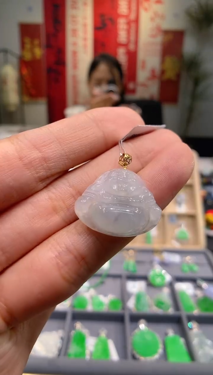 【闪购商品】翡翠吊坠(不含链)18K金镶嵌佛公