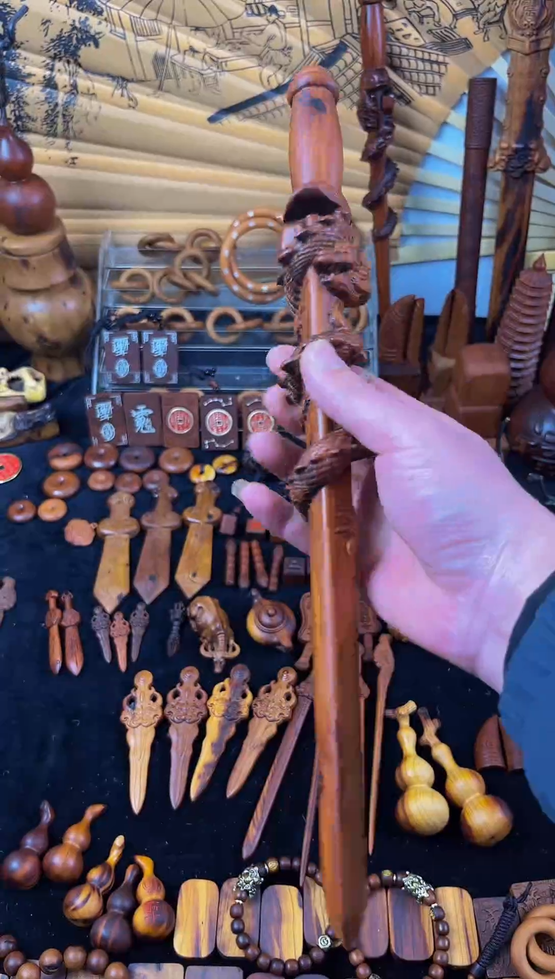 【闪购商品】枣木木雕枣木老料40公分盘龙剑一物一拍