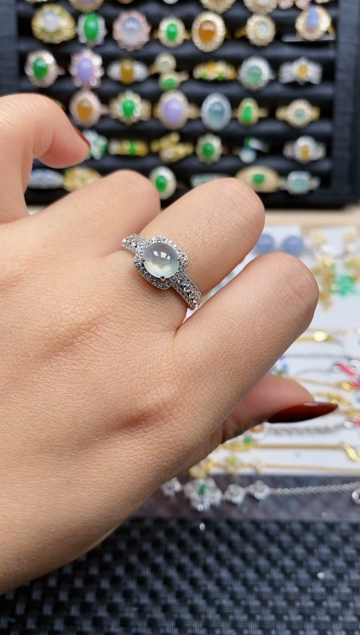 银S925镶嵌戒指翡翠290