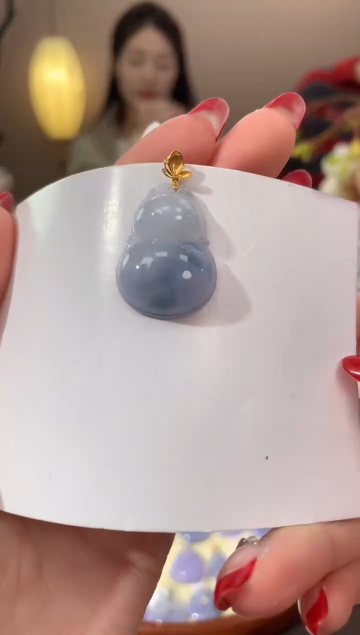 【闪购商品】翡翠颈饰18K金镶嵌天然缅甸a货翡翠