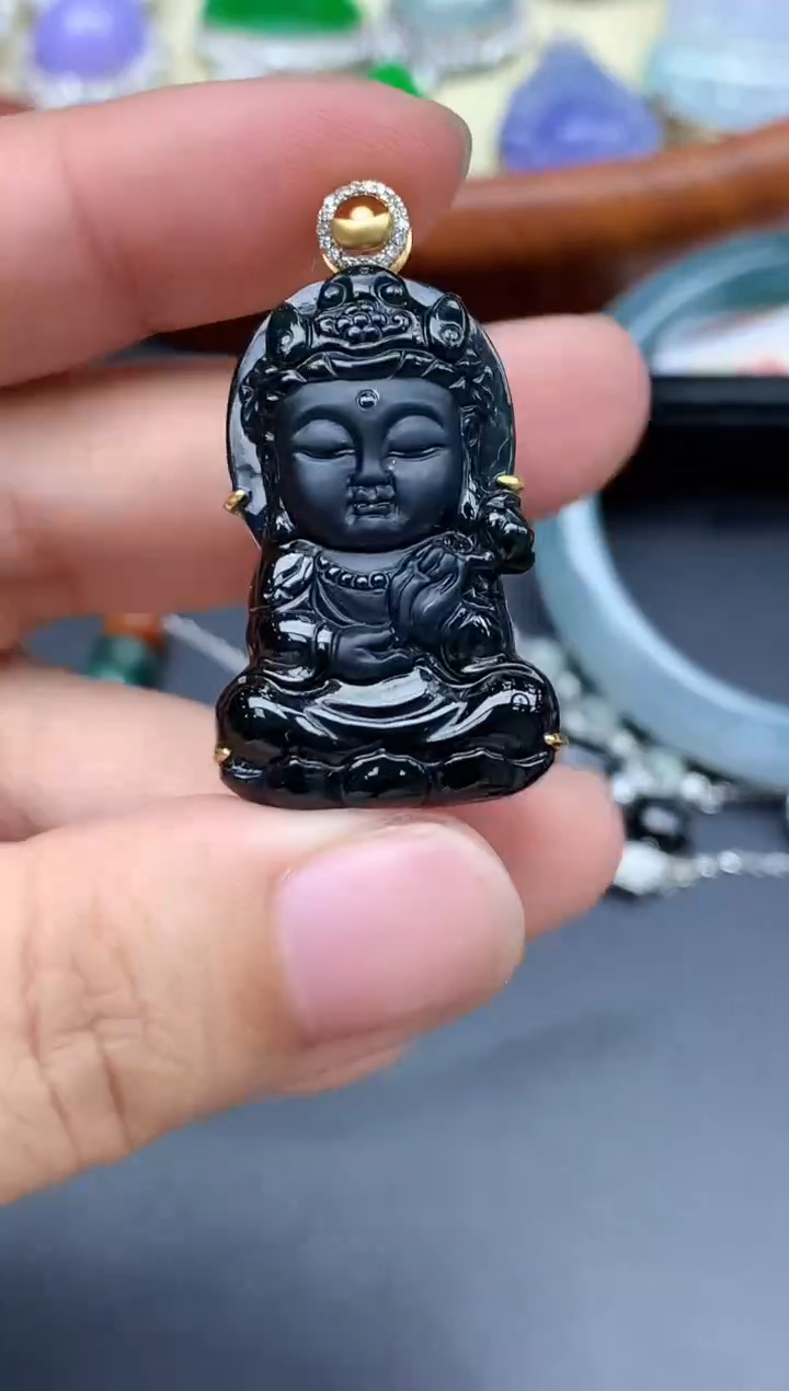 颈饰18K金镶嵌翡翠530-中国好珍宝