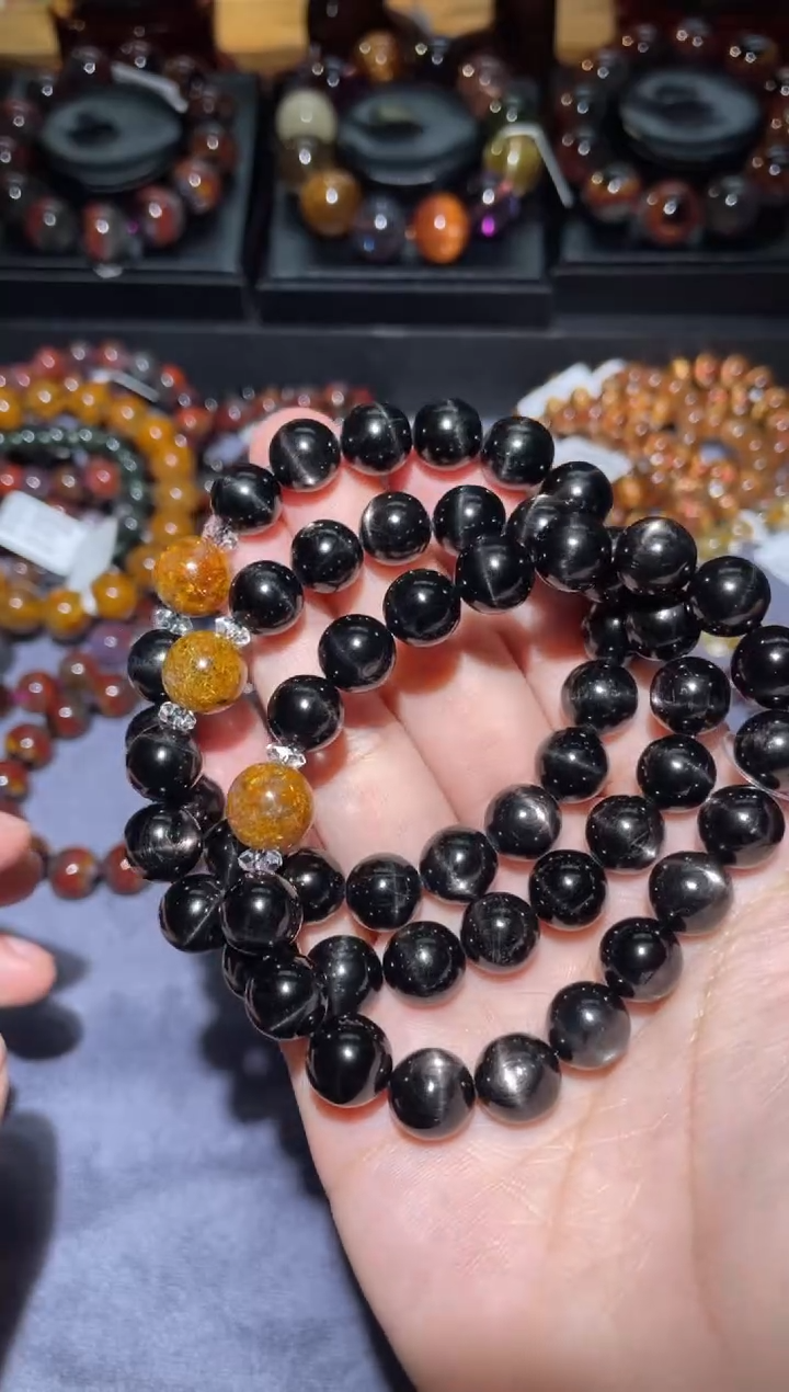 【闪购商品】辉石手链未镶嵌金运石单圈10mm多样性发其一