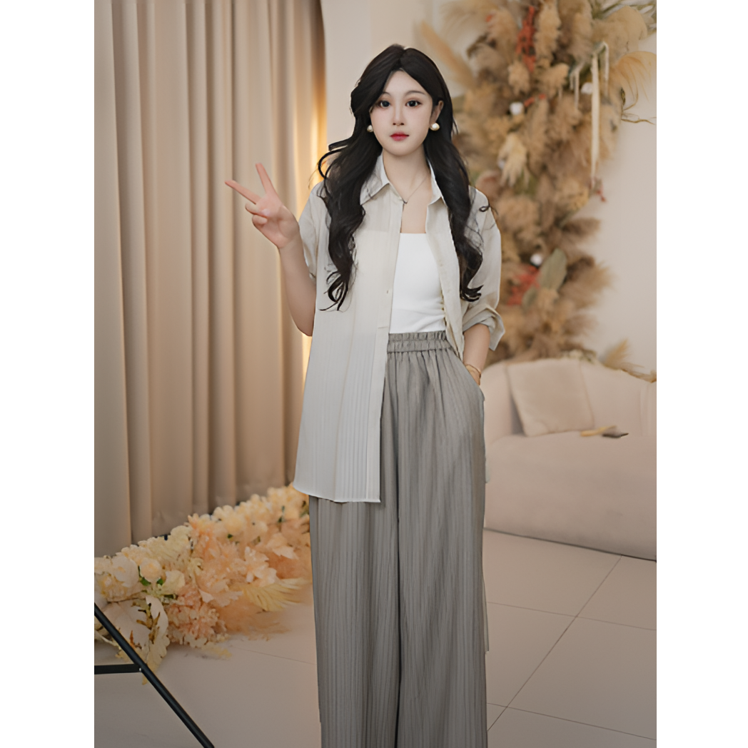 Basic House/百家好百搭高定休闲长裤春款套装女J572