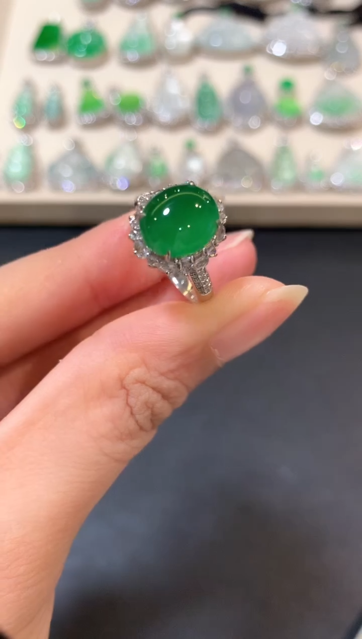 翡翠戒指18K金镶嵌b193   