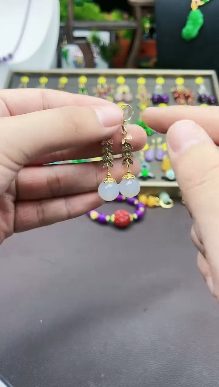 【闪购商品】玛瑙/玉髓耳钉银S925镶嵌915000