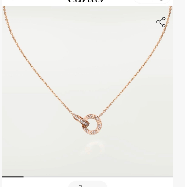 99新 Cartier/卡地亚 18k玫瑰金经典love系列双环项链满钻20年