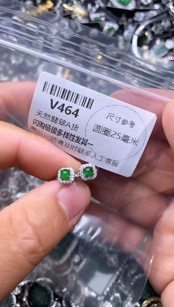【闪购商品】翡翠颈饰未镶嵌V464耳扣