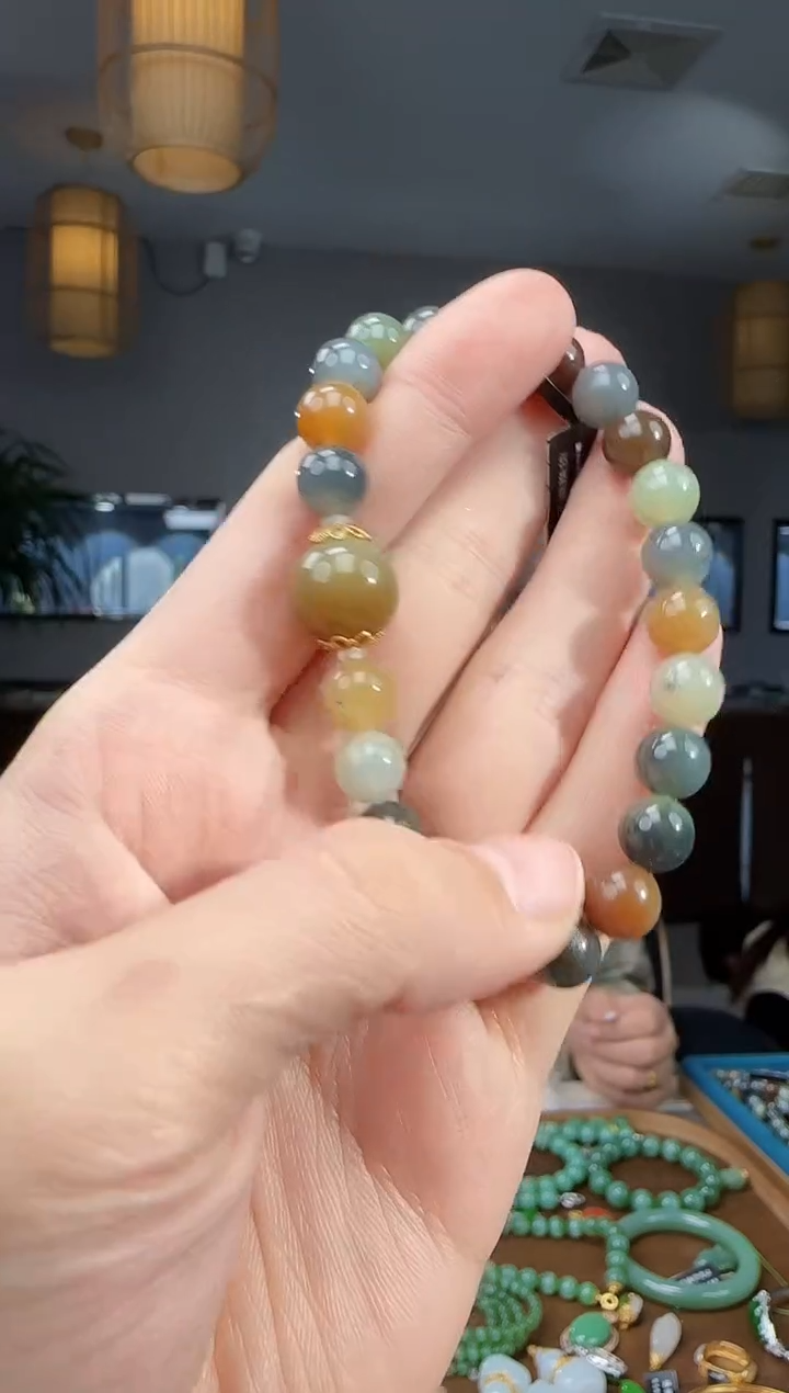 18K金镶嵌手链和田玉1