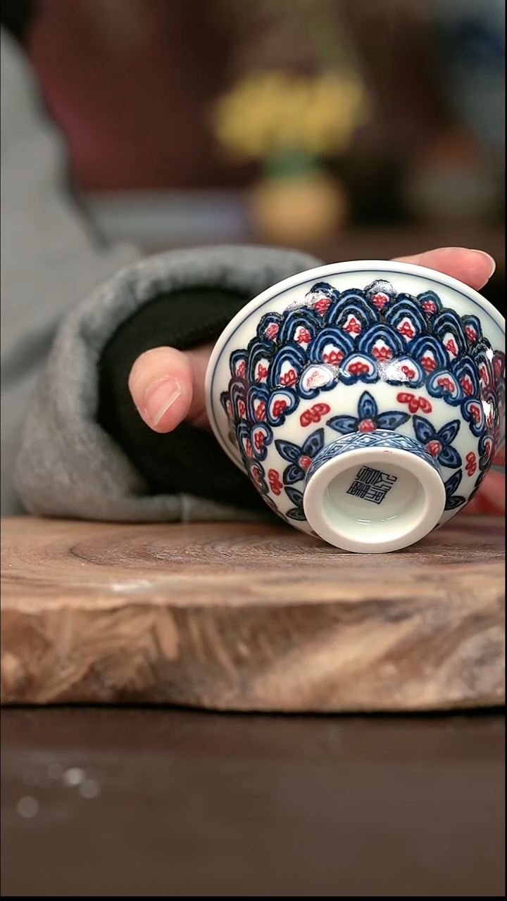 手绘 高温现代瓷  气窑  星空宝相大压100C