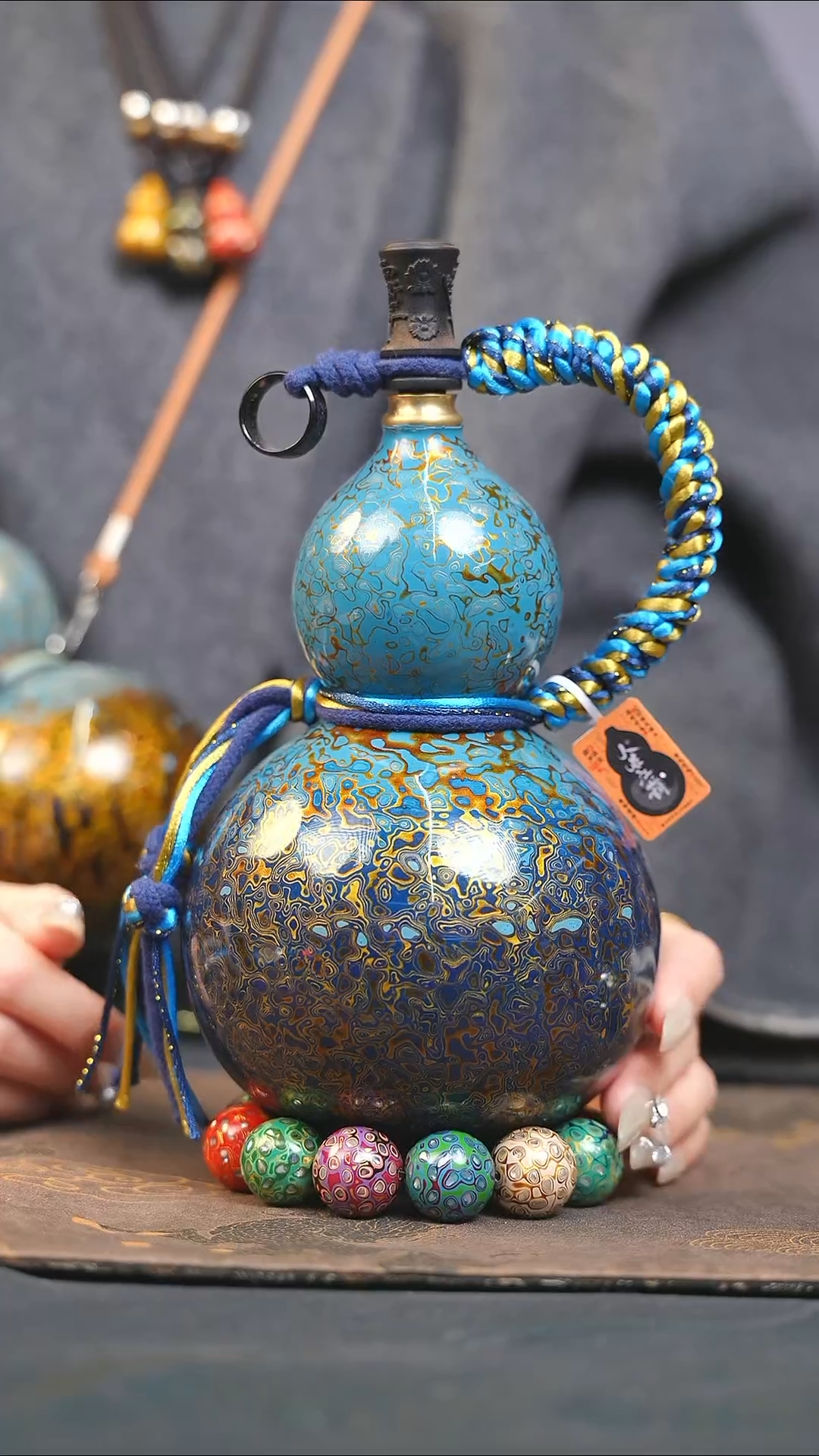 【闪购商品】XB140漆艺酒葫芦不包手串及旋转底座