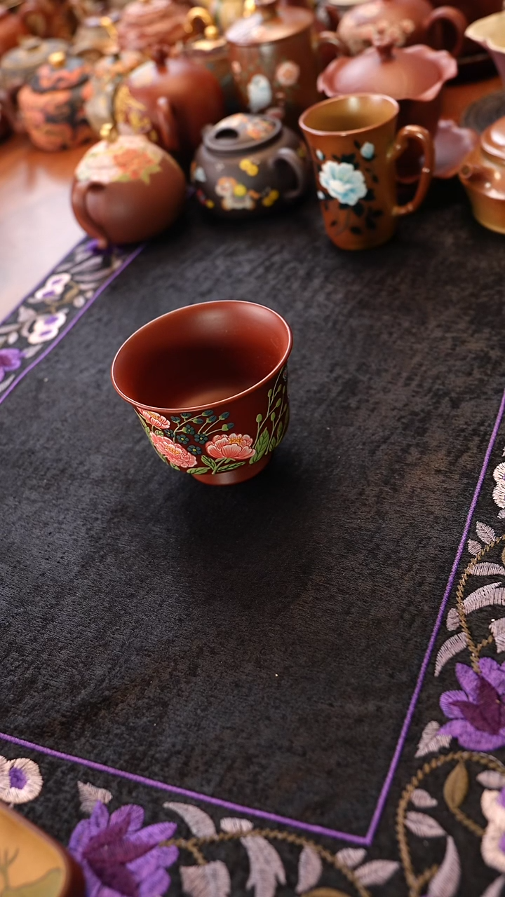 茶壶紫砂大红袍牡丹杯