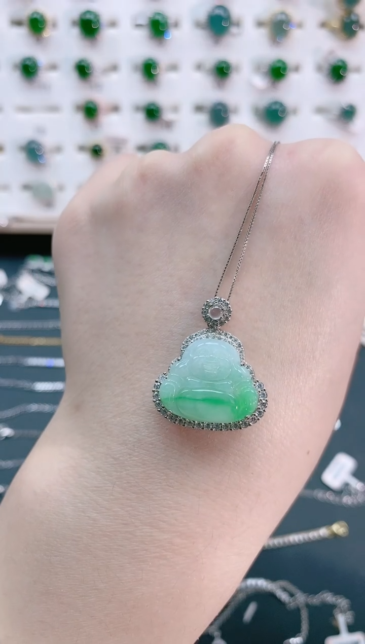 【闪购商品】翡翠颈饰银S925镶嵌天然翡翠