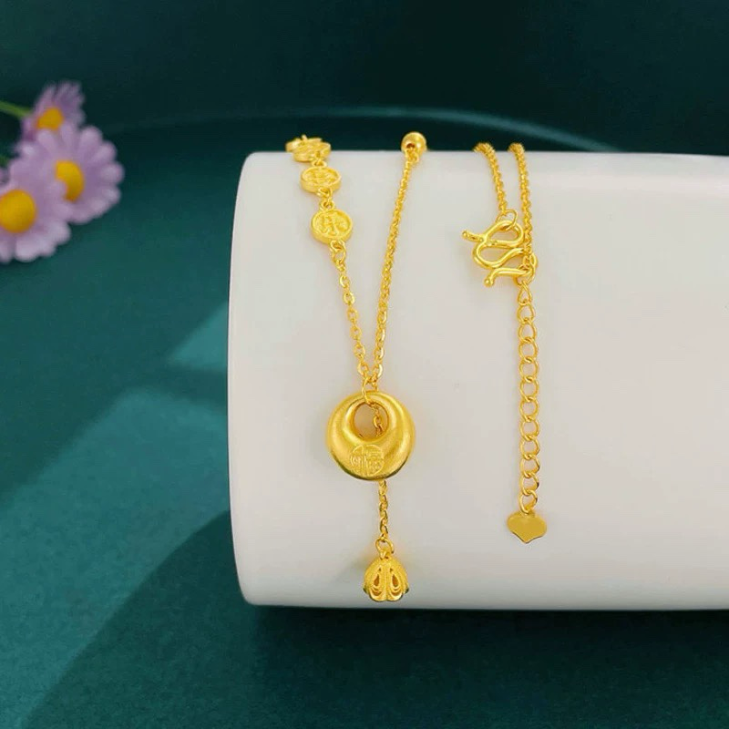 铜合金项链 新中式平安喜乐胖福项链轻奢气质时尚百搭