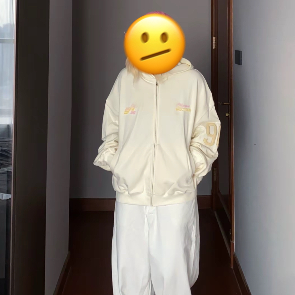 A+基础刺绣男女同款开衫短款连帽卫衣