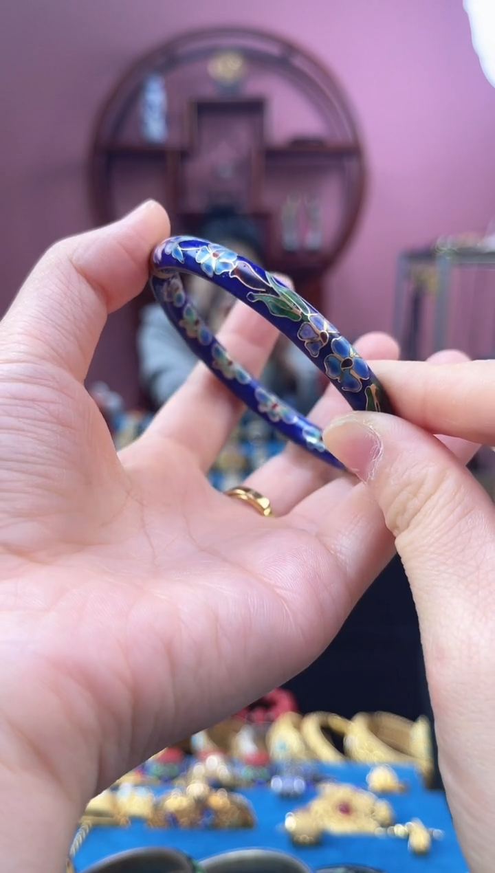 非遗 景泰蓝 开口镯 宝蓝 52-61