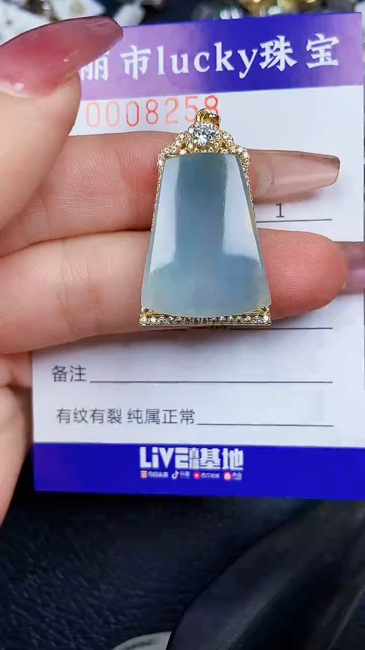 颈饰银S925镶嵌翡翠8258