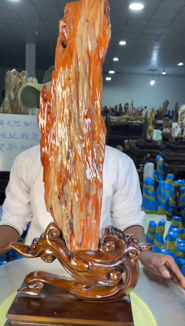 未镶嵌摆件硅化玉卓*40