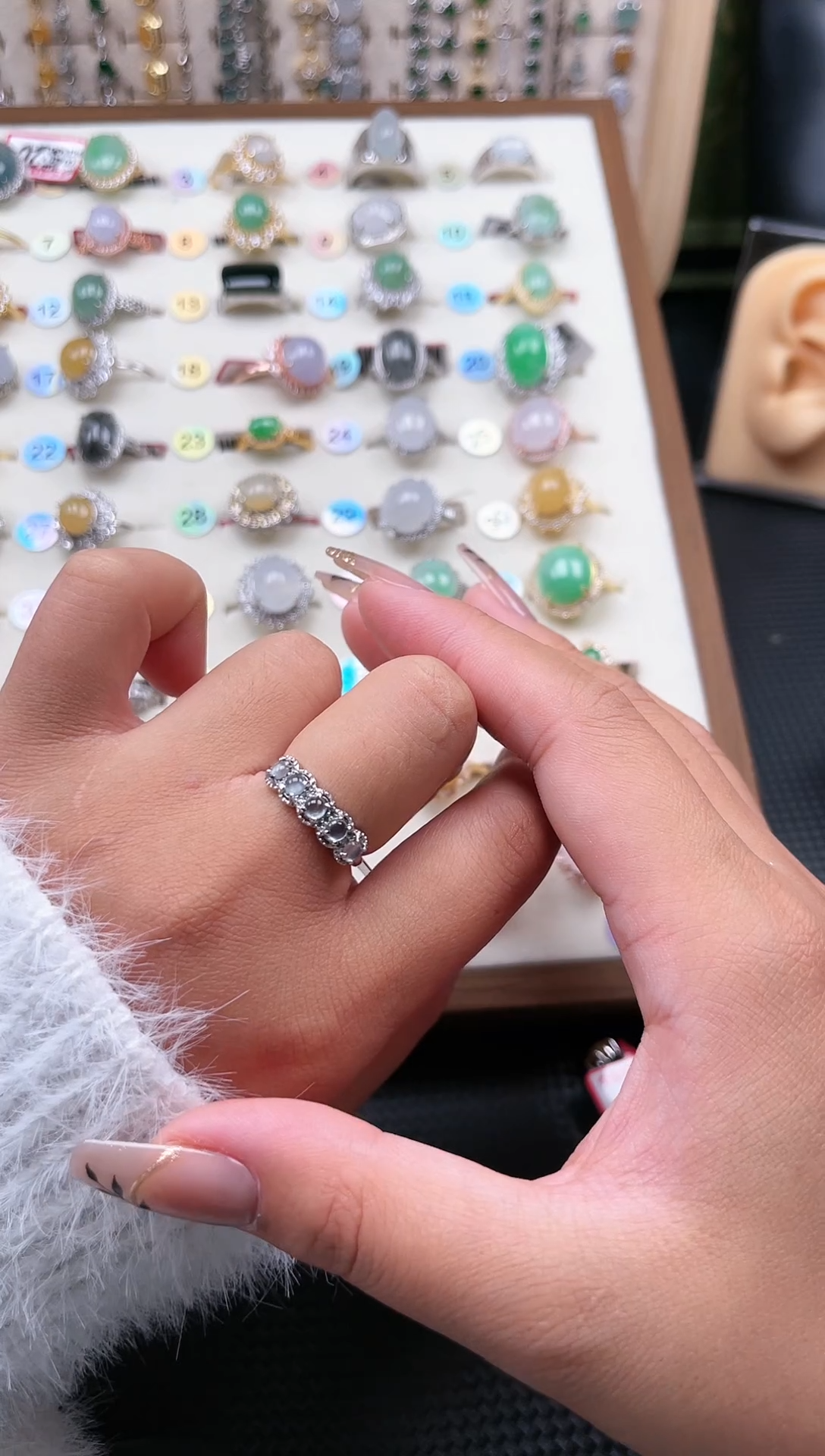 【闪购商品】翡翠戒指银S925镶嵌天然A货翡翠戒指