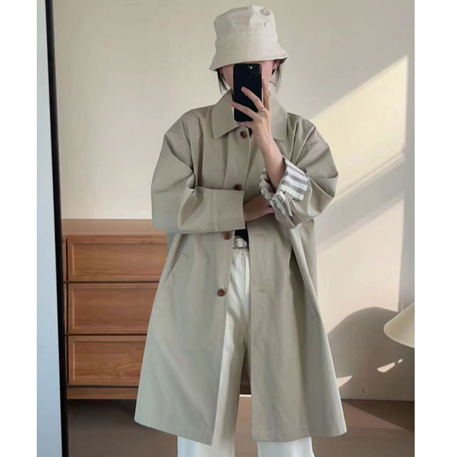 风衣外套女春秋新款拼接高级感日系工装简约小个子大衣F231