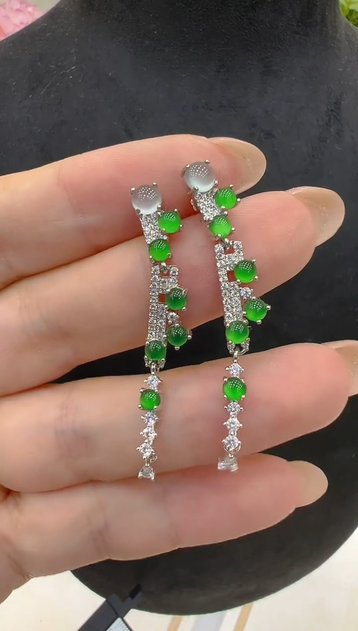 银S925镶嵌翡翠耳饰多样性团购发一件
