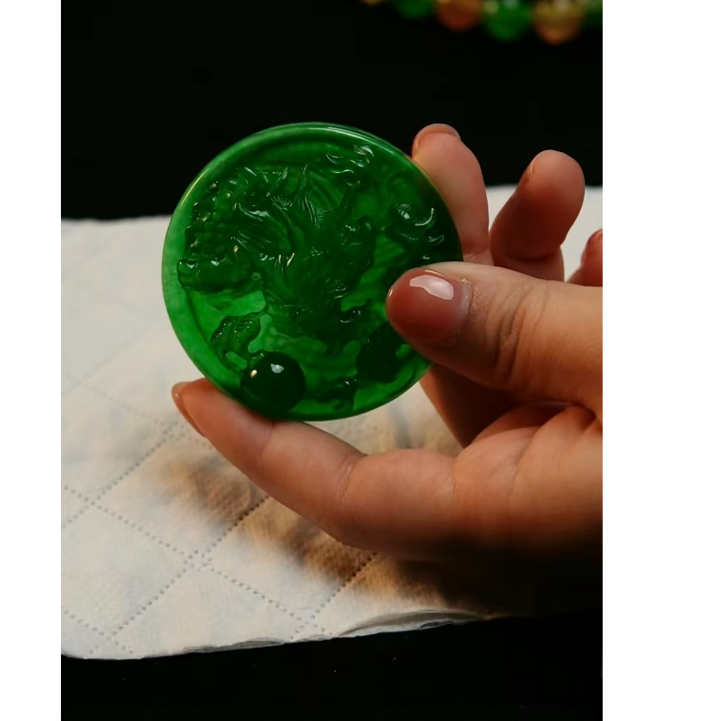 【华夏文物甄选商店02235】翡翠龙牌