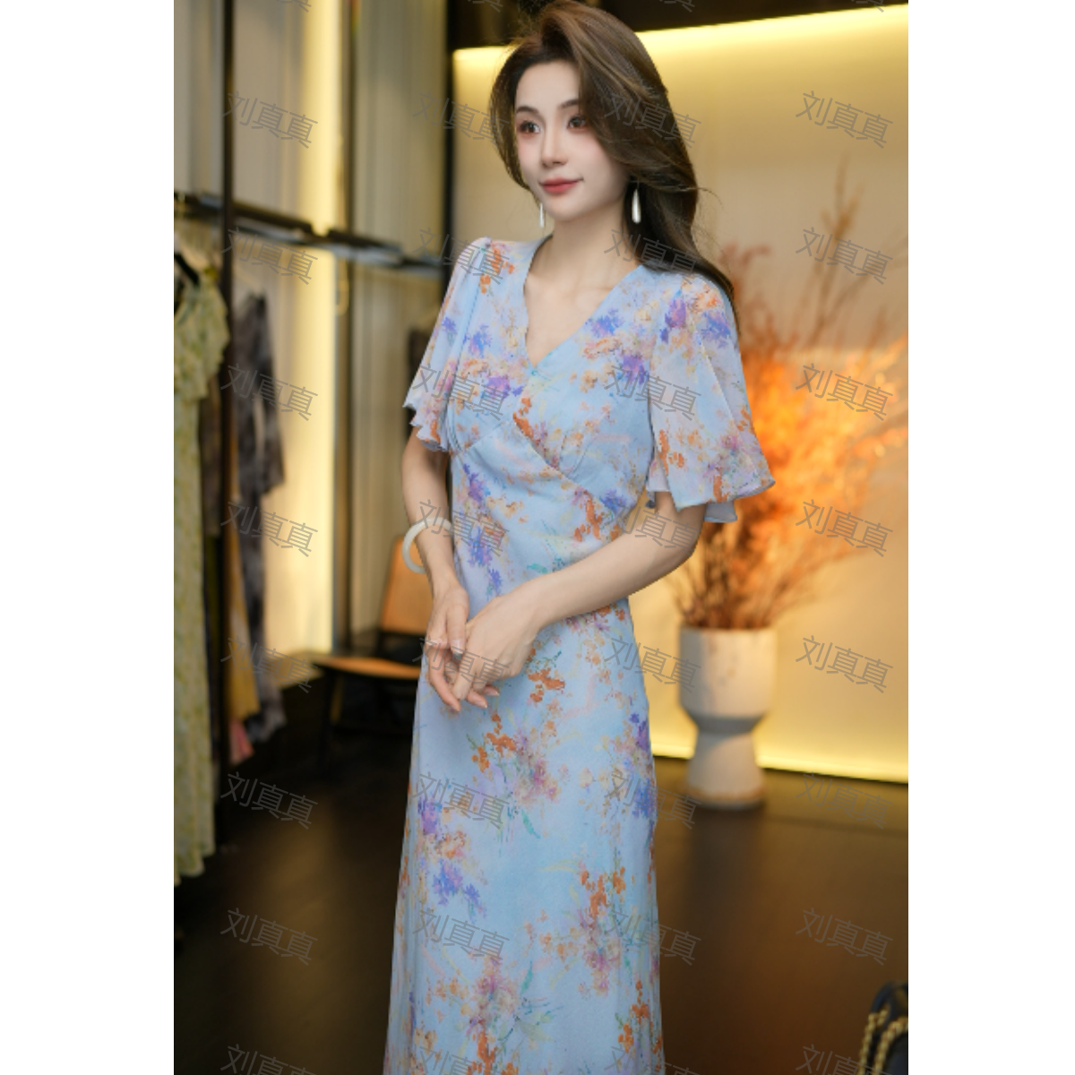 【刘真真杏花雨落】Z615 小野法式高品夏季显气质休闲风连衣裙QC