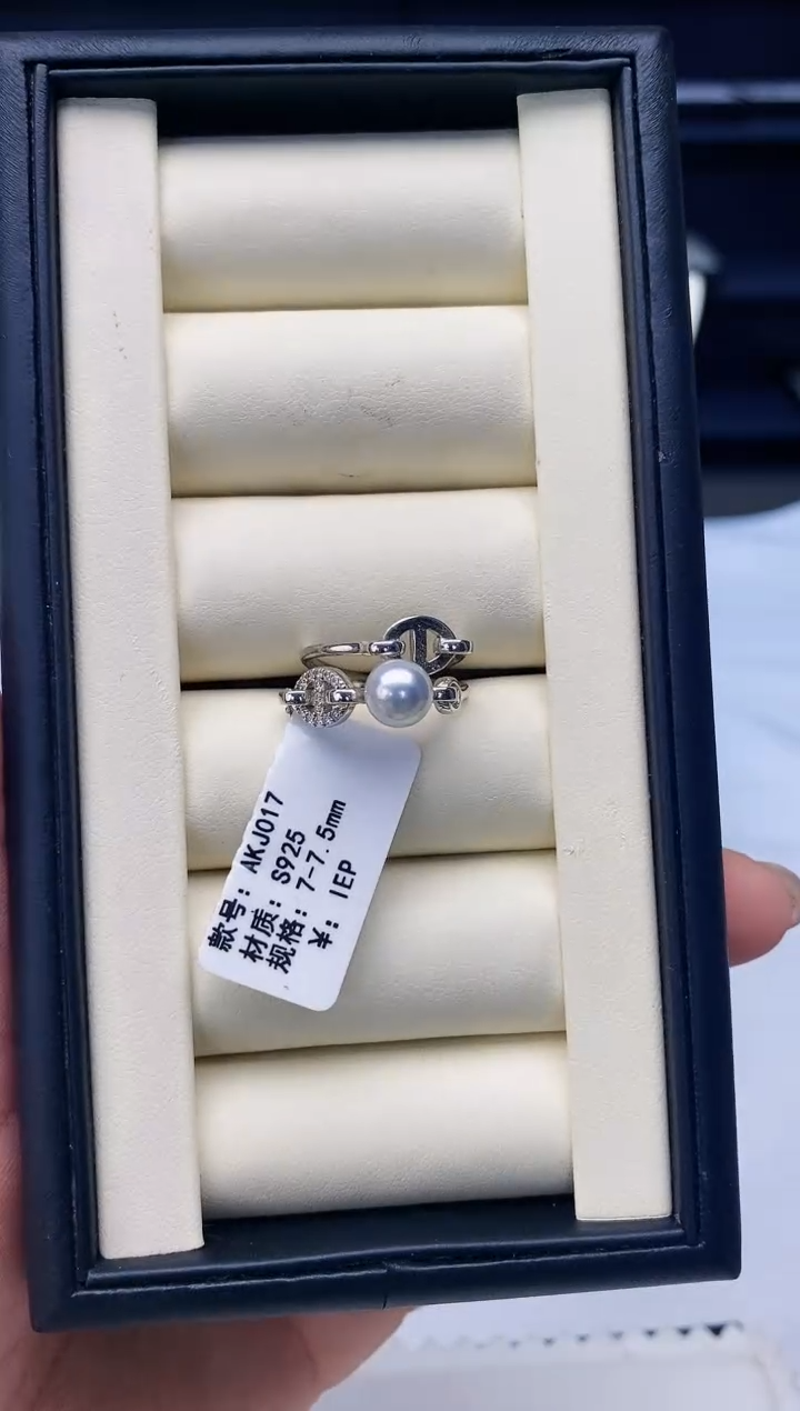 银S925镶嵌戒指海水珍珠Y海水戒指