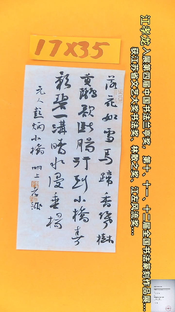 【闪购商品】书法江孝龙书法作品落花17*35