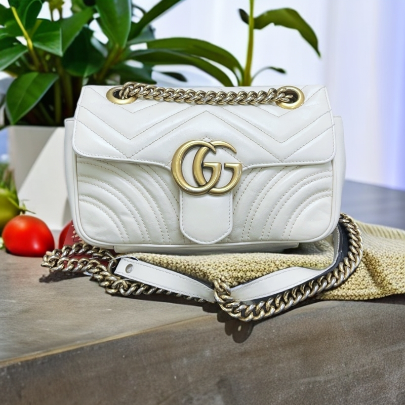 95新 GUCCI/古驰  白色马蒙22单肩包 1811 5825 