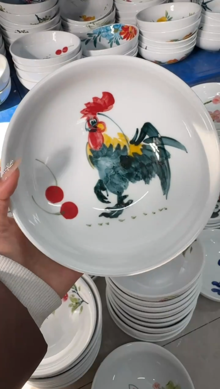 瓷片景德镇高温陶瓷食品级手绘釉中彩-大胖碗