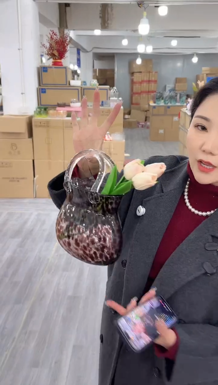 【闪购商品】琉璃椿野花瓶花器早E-13