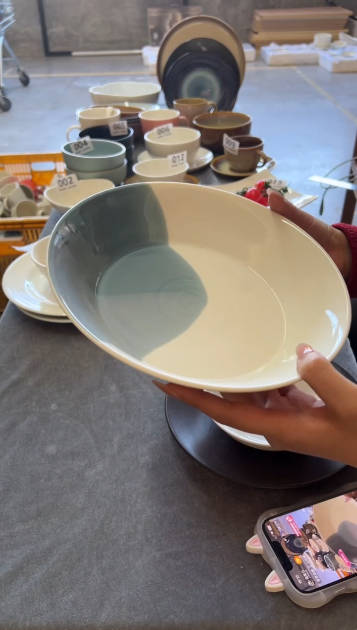 新骨瓷019瑕疵 暖白 三拼9寸深盘 rd