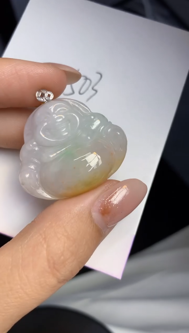 颈饰18K金镶嵌翡翠天然A货缅甸翡翠百元以上9元证书费自理