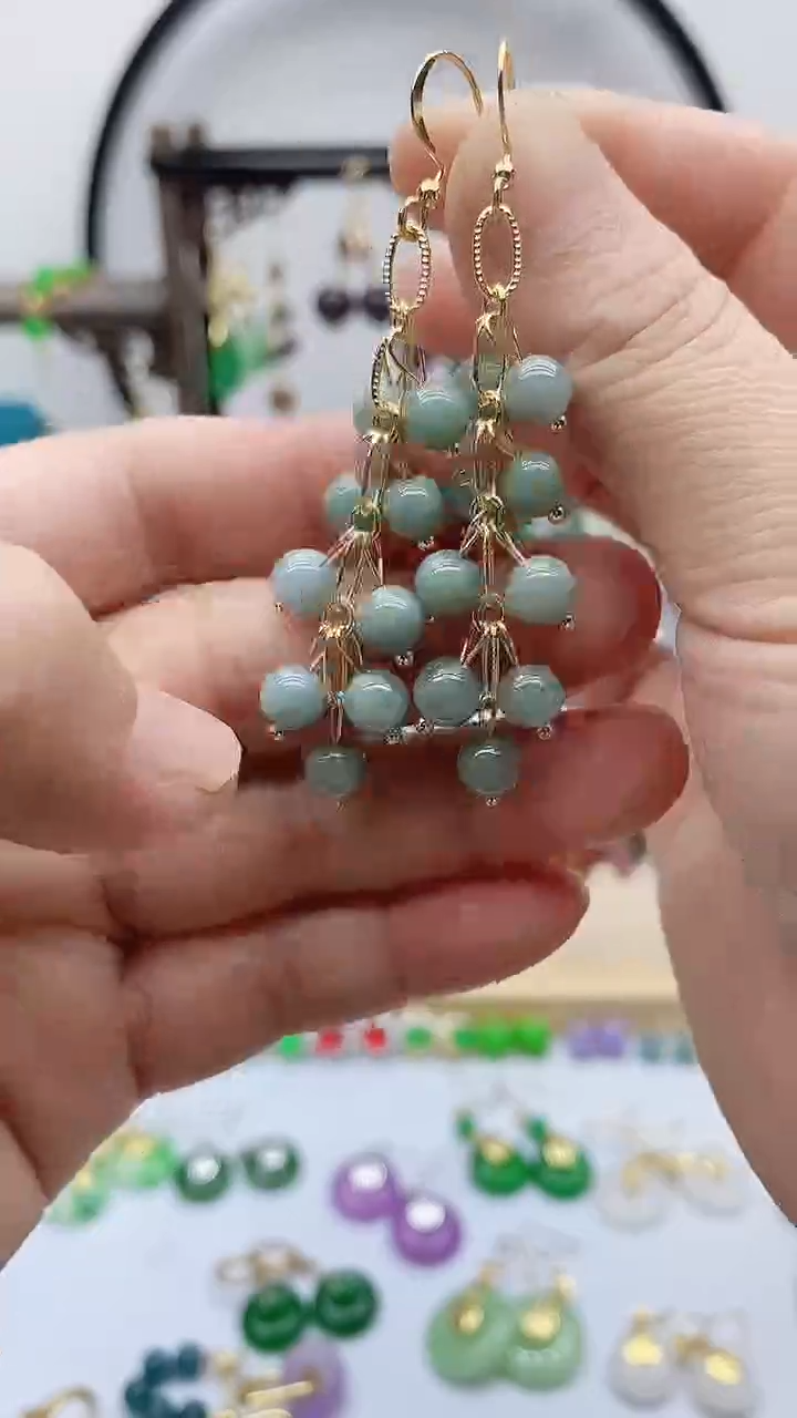 14K金镶嵌翡翠耳饰翡翠21555