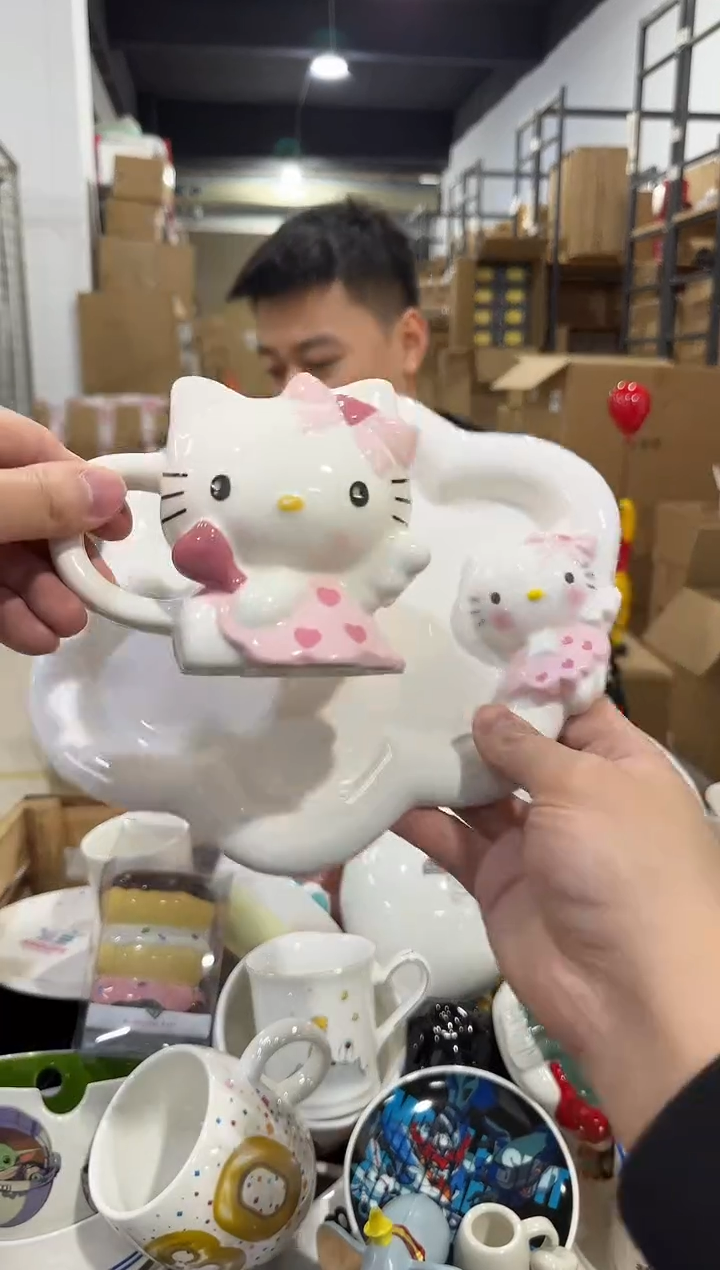 瓷片原盒kt猫天使一杯一碟