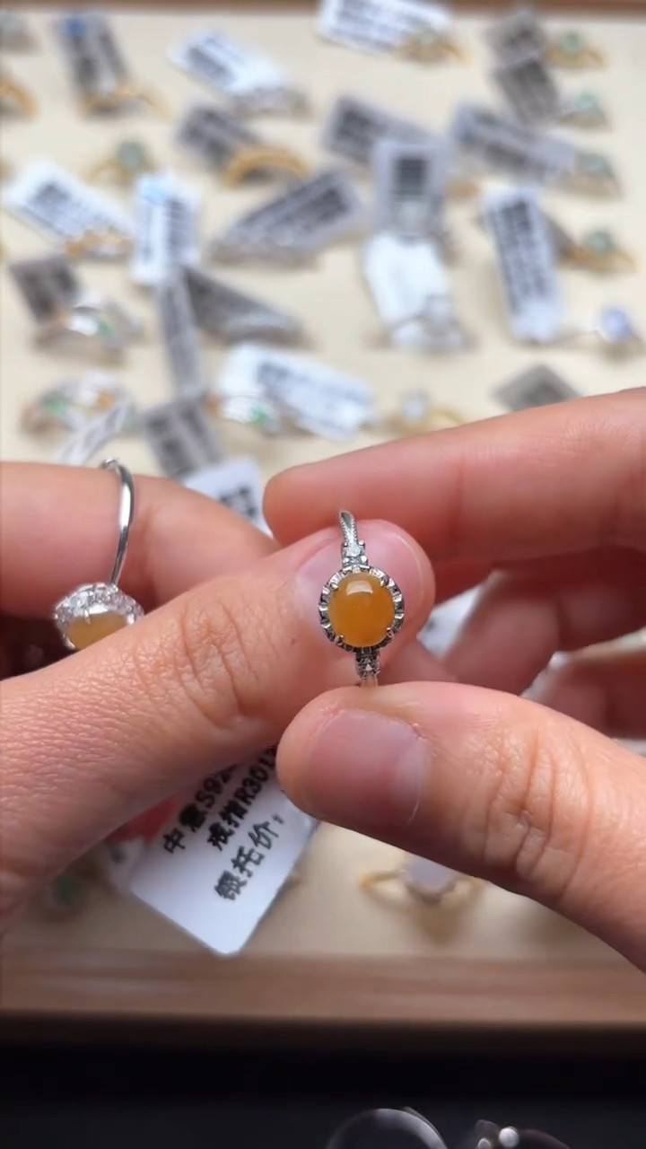 【闪购商品】翡翠戒指银S925镶嵌缅甸A货翡翠S925银镶嵌