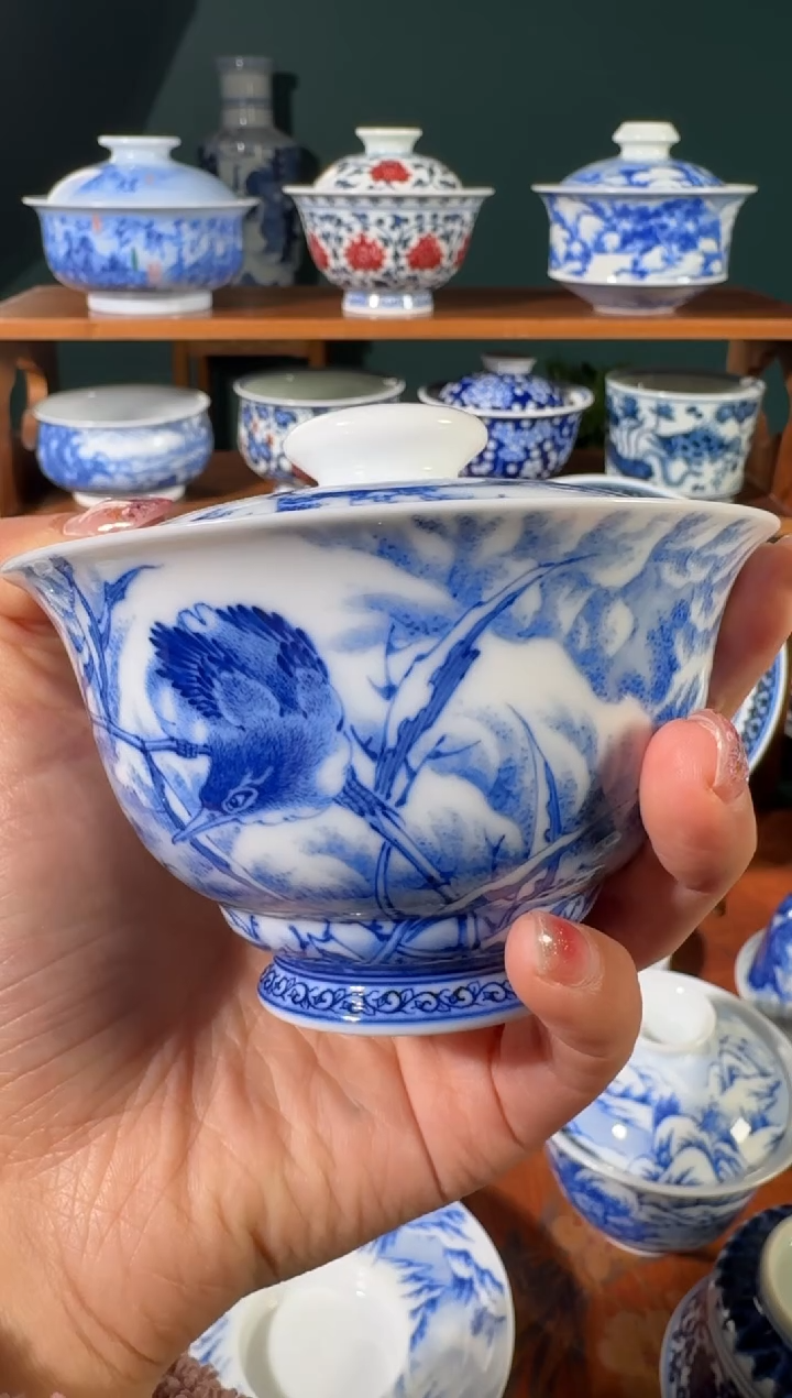 【闪购商品】杯画堂春余忠可雪景盖碗