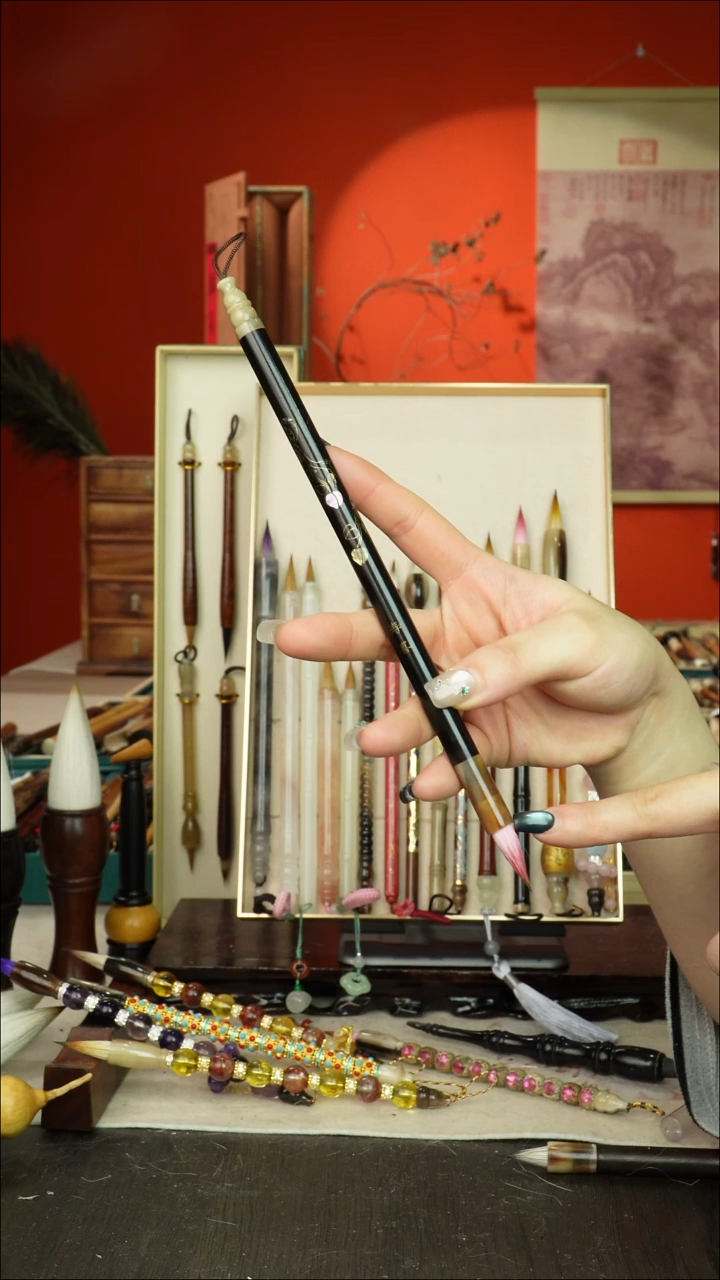 282号闪孤品高货毛笔链接 清水试笔 蘸墨不退