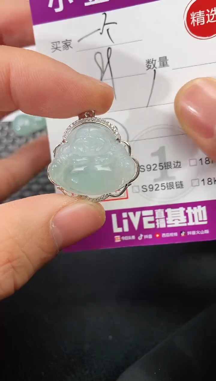 颈饰银S925镶嵌翡翠一****人99